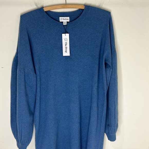NWT THE DROP Aiko Puff Sleeve Sweater Dress Blue Sapphire Size Small - Picture 14 of 16